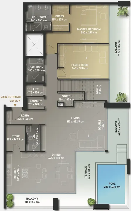 5 BR floor plan