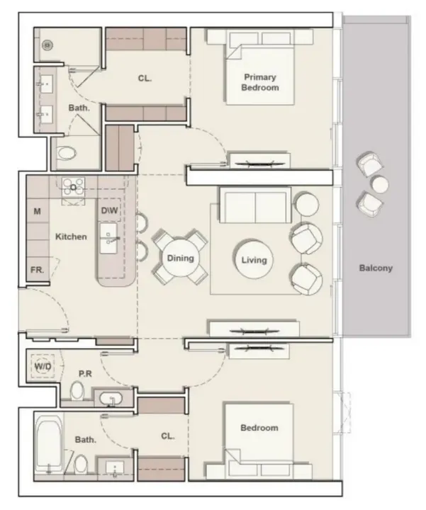 2 BR floor plan