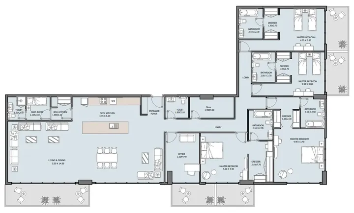 4 BR floor plan