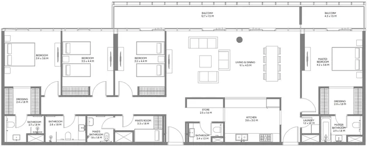 4 BR floor plan
