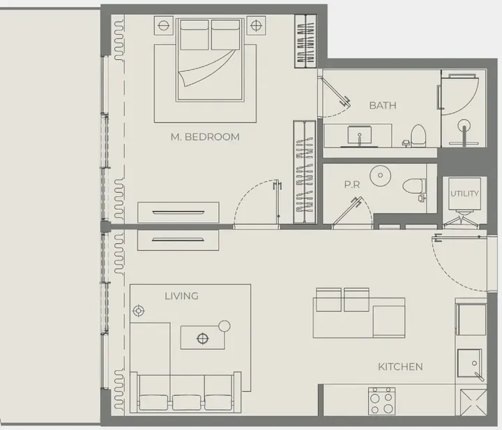 1 BR floor plan