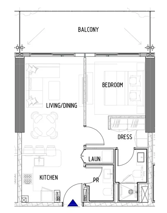 1 BR floor plan