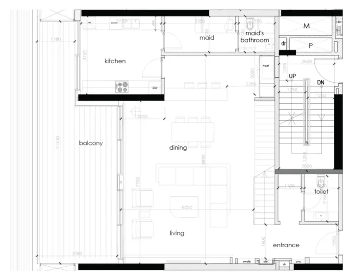 3 BR floor plan