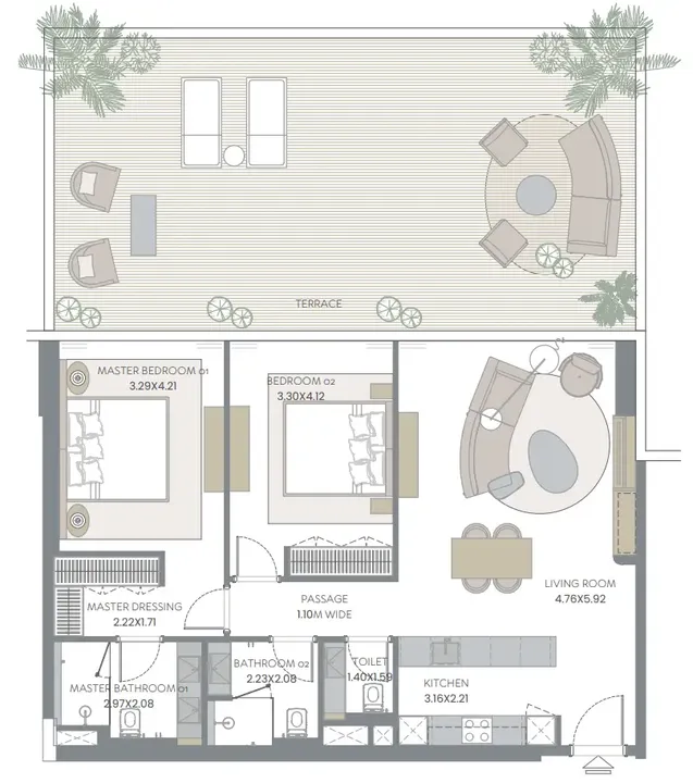 2 BR floor plan