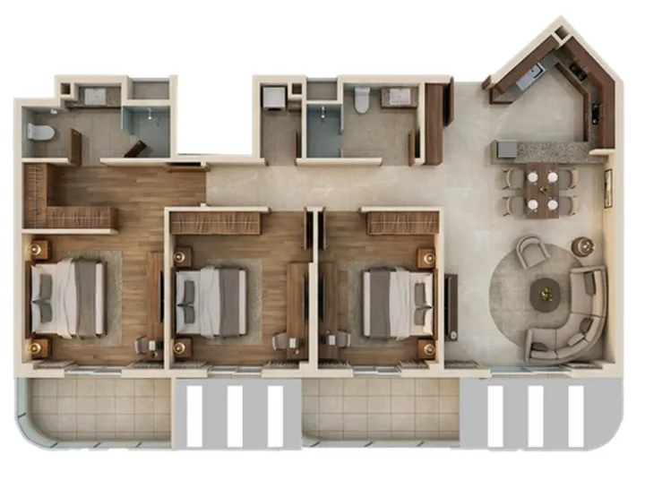 3 BR floor plan