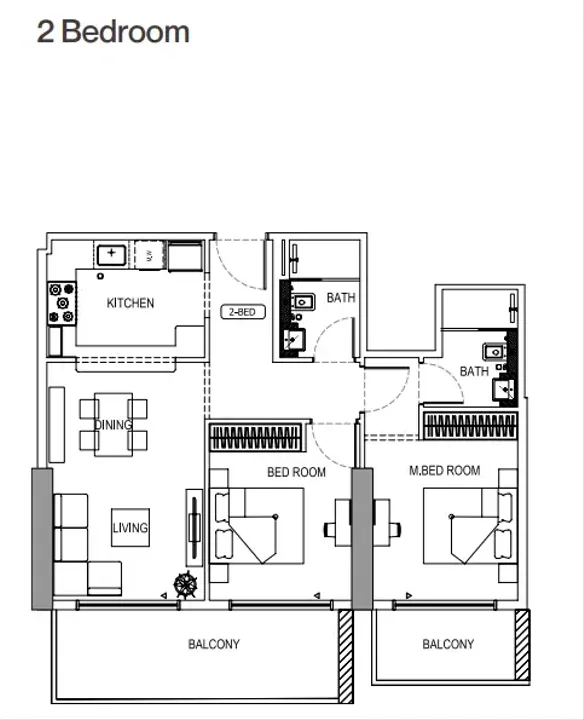 2 BR floor plan