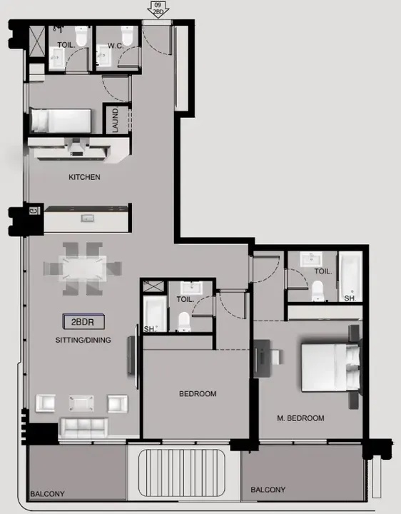 2 BR floor plan