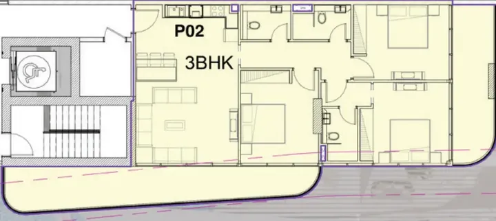 3 BR floor plan
