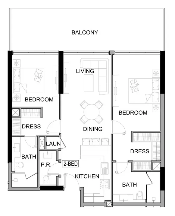 2 BR floor plan