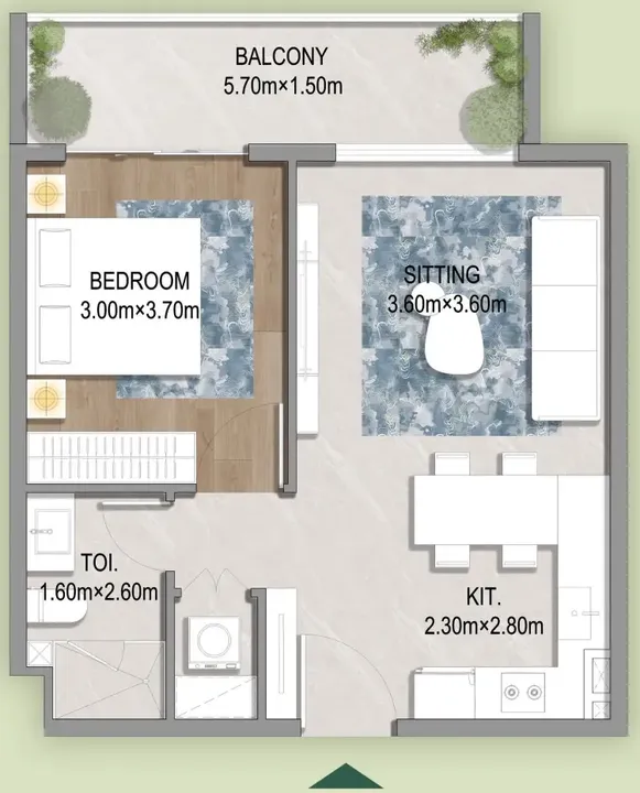 1 BR floor plan