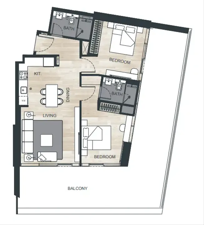 2 BR floor plan