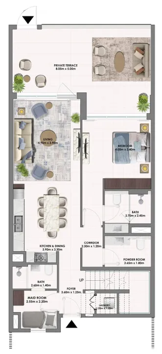 3 BR floor plan