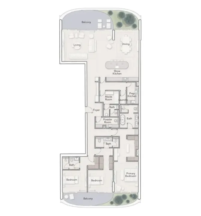 3 BR floor plan