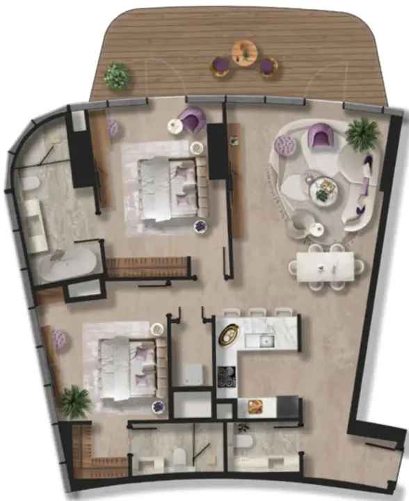 2 BR floor plan