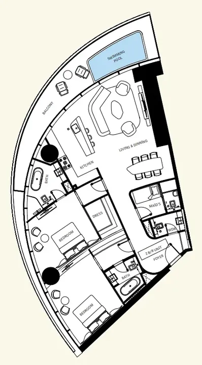 2 BR floor plan