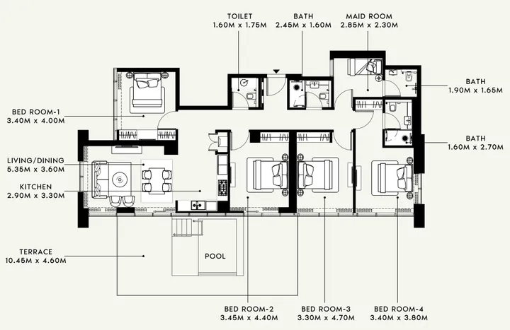 4 BR floor plan