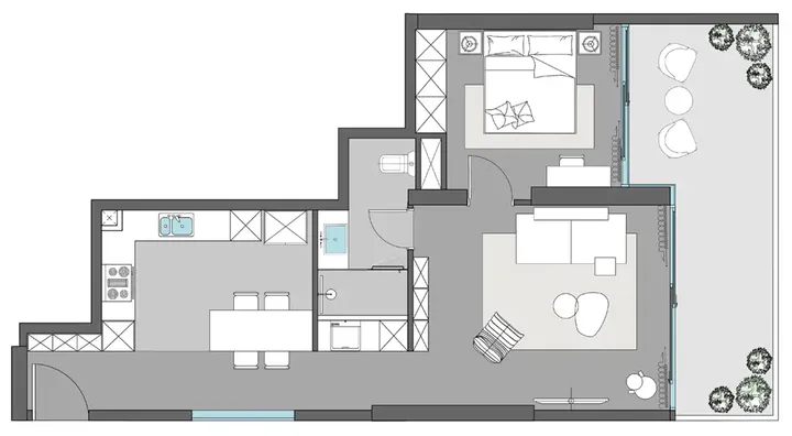 1 BR floor plan