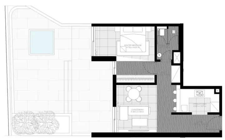 1 BR floor plan