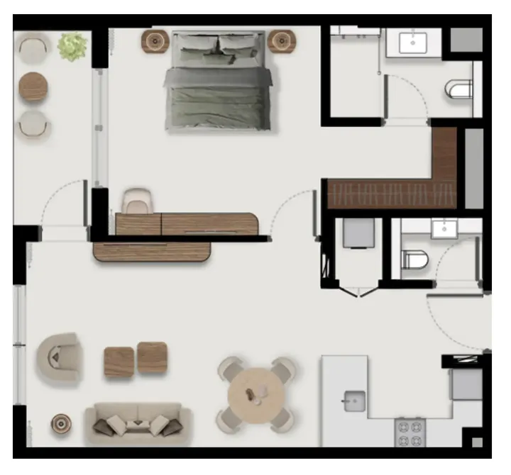 1 BR floor plan