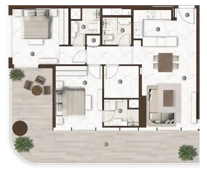2 BR floor plan
