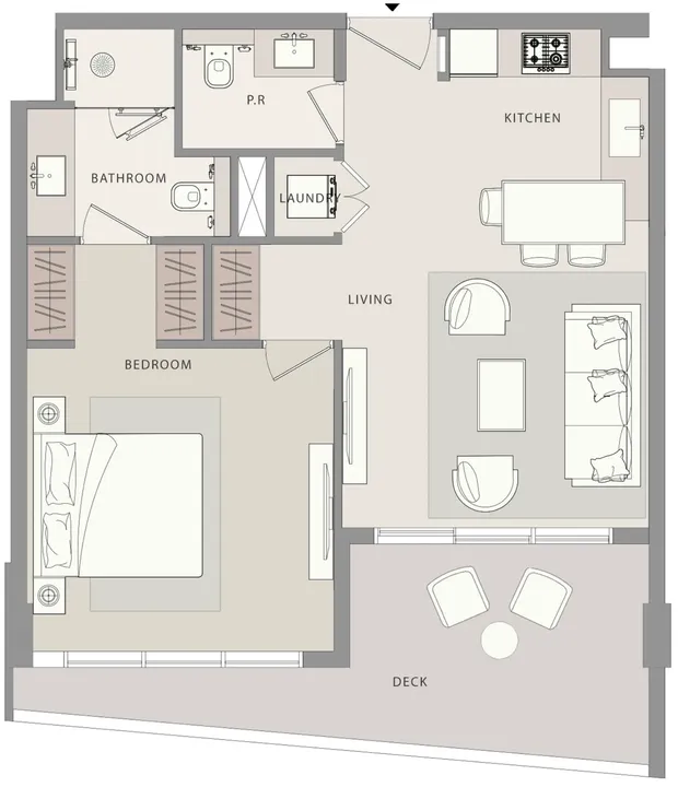 1 BR floor plan