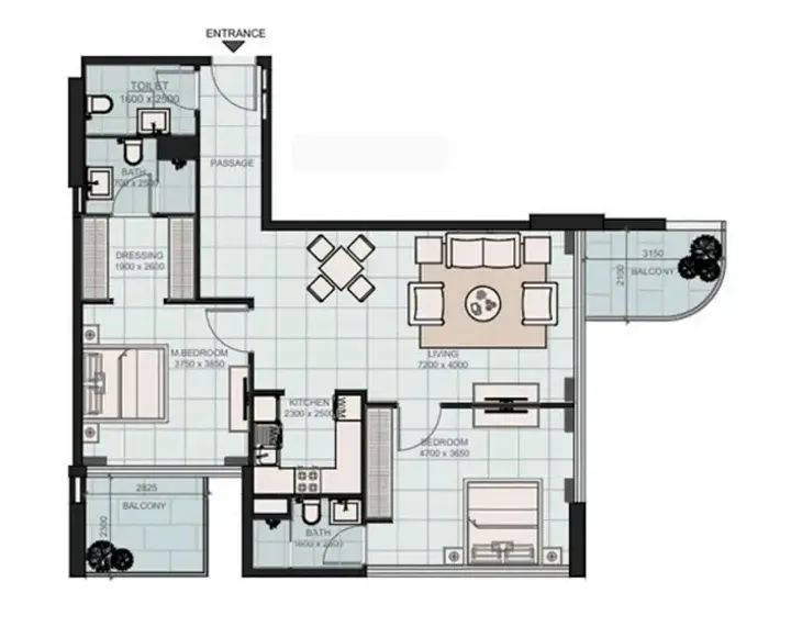 2 BR floor plan