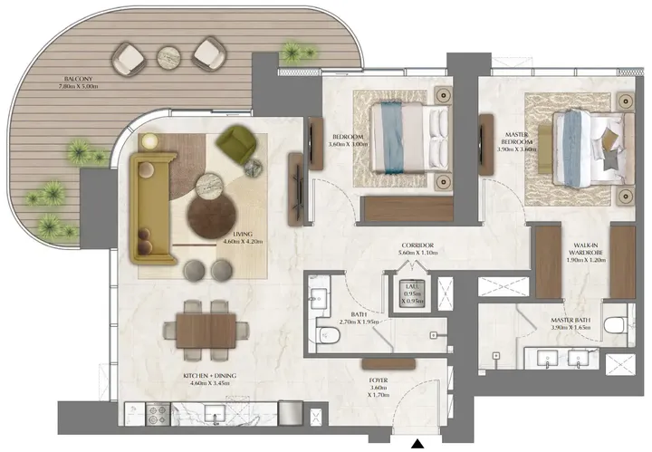 2 BR floor plan