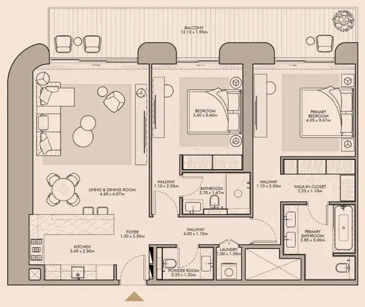 2 BR floor plan