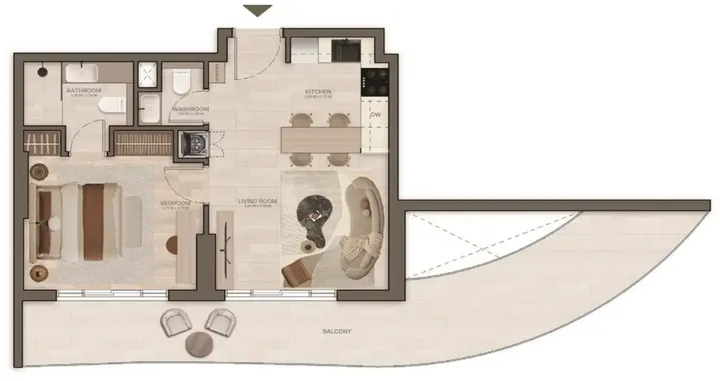 1 BR floor plan
