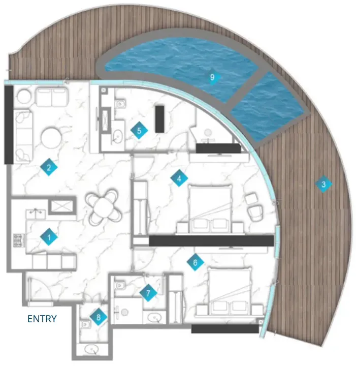 2 BR floor plan