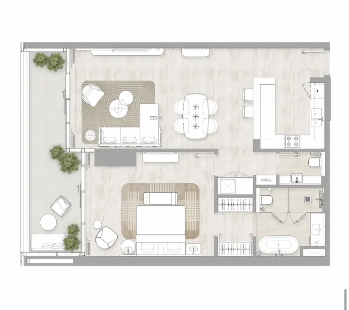 1 BR floor plan
