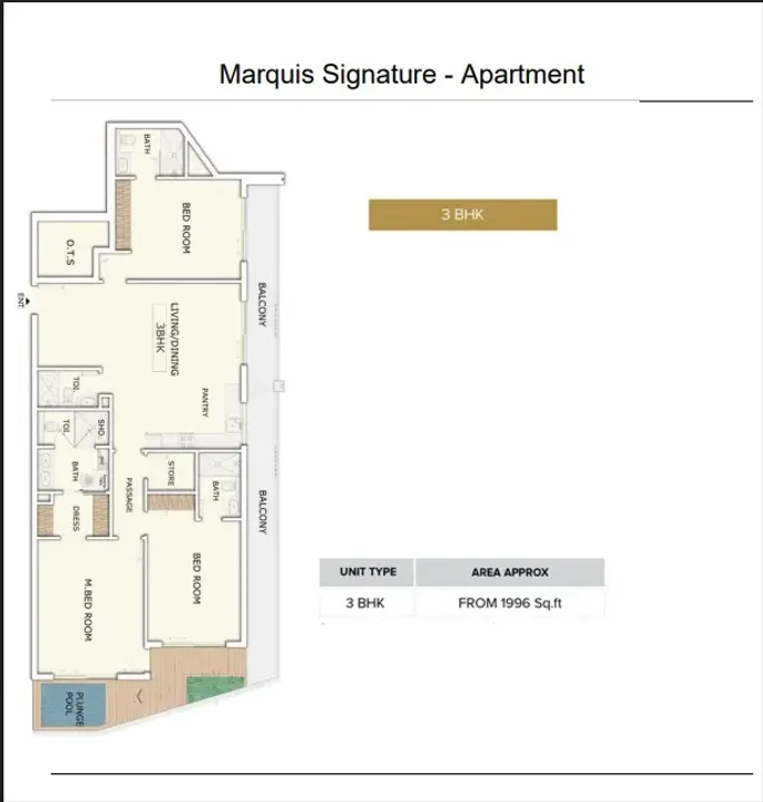 3 BR floor plan