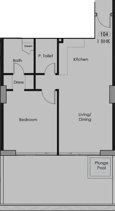 1 BR floor plan