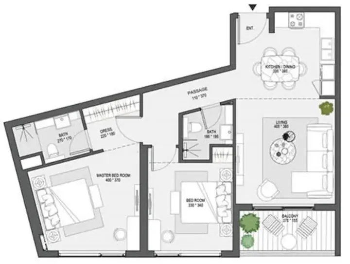 2 BR floor plan