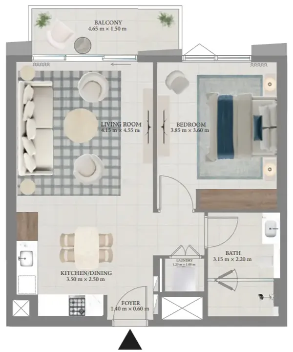 1 BR floor plan