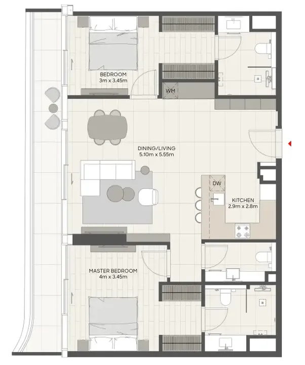 2 BR floor plan
