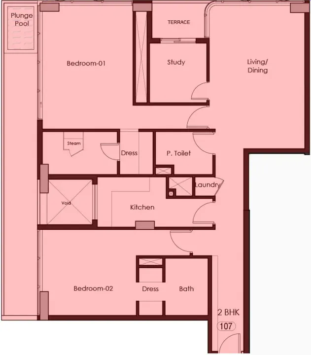 2 BR floor plan