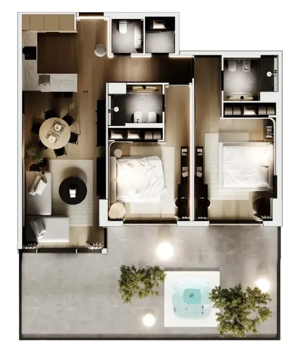 2 BR floor plan