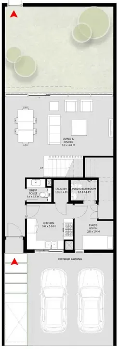 3 BR floor plan