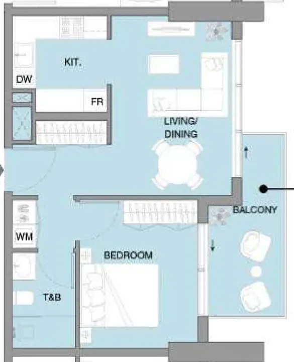 1 BR floor plan