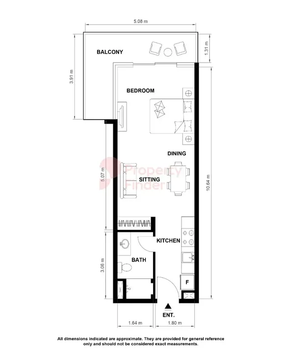 1 BR floor plan