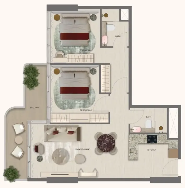 2 BR floor plan