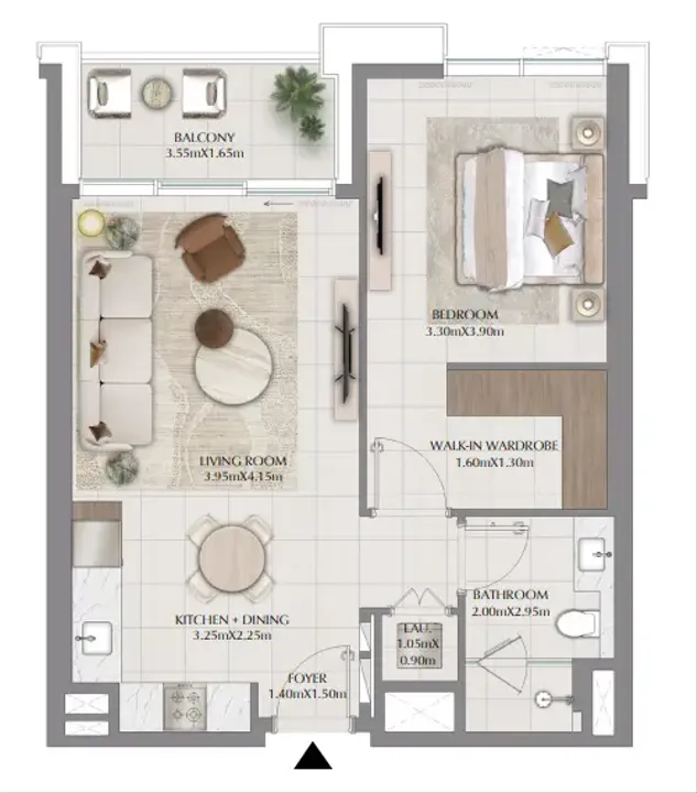 1 BR floor plan