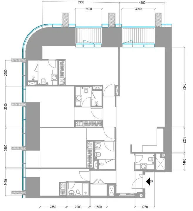 3 BR floor plan
