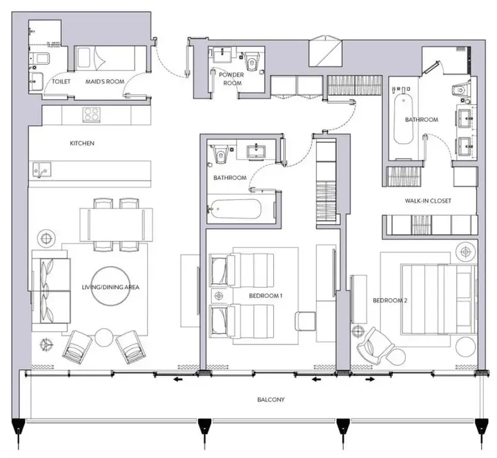 2 BR floor plan