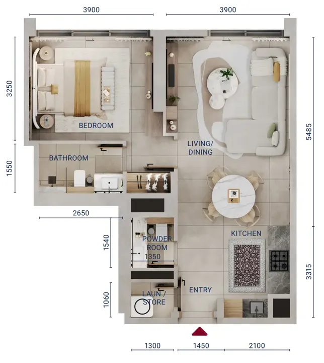 1 BR floor plan