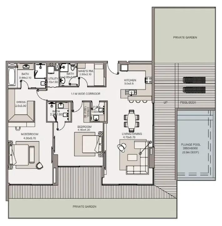 2 BR floor plan