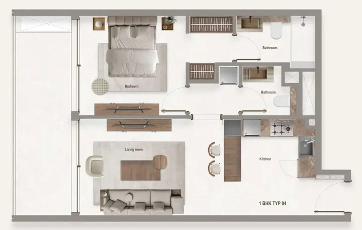 1 BR floor plan
