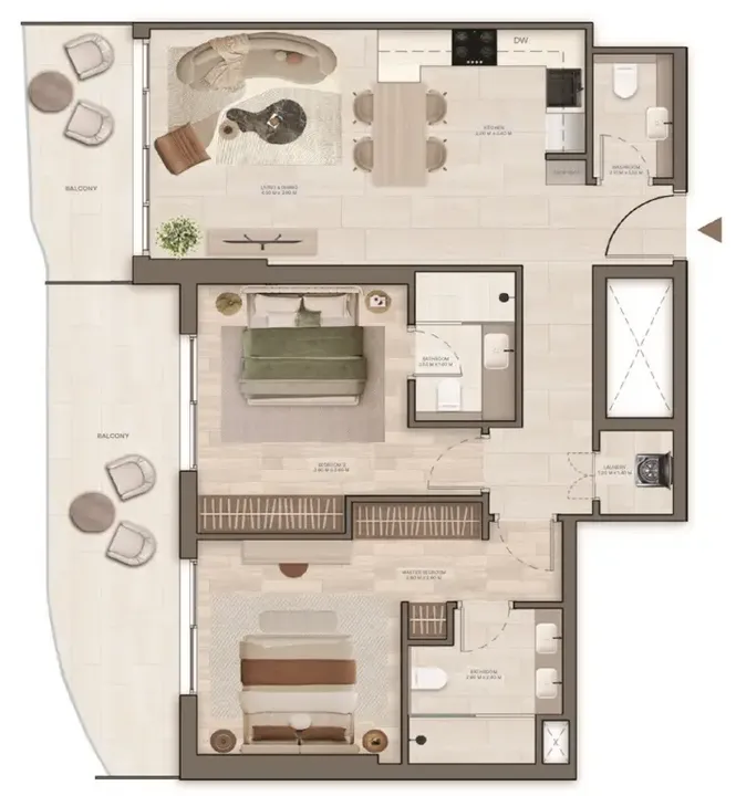 2 BR floor plan