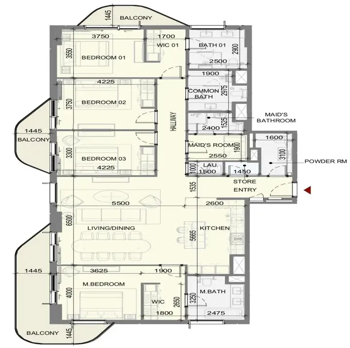 4 BR floor plan
